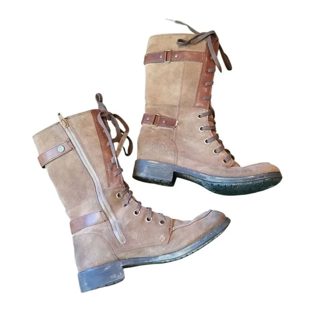 The North Face Boots Women's 9 Tan Bridgeton Tall Suede Leather Lace Up Riding